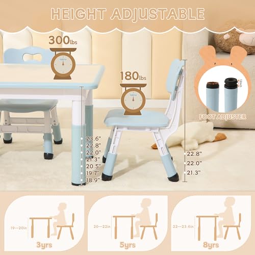 Height-Adjustable-Kids-Table-and-Chairs-315L-x-236W-Toddler-Table-and-4-Chairs-set-with-Anti-Slip-Foot-Covers-Children-Activity-Table-for-Ages-2-10-Graffiti-Desktop Height Adjustable Kids Table and Chairs 315L x 236W Toddler Table and 4 Chairs set with Anti Slip Foot Covers Children Activity Table for Ages 2 10 Graffiti Desktop