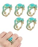AEUXZA 5 Stück Frosch Ringe Set blau, verstellbar, Tier-Schmuck für Kinder Mädchen Jungen, lustiges Geburtstagsgeschenk Party Mitgebsel