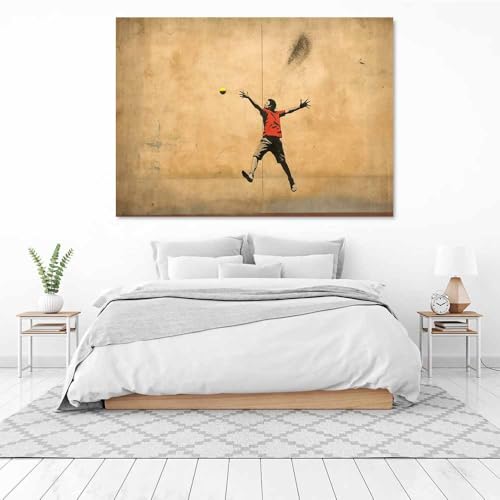 Tableau decoration murale tennis minimaliste et abstrait beige