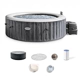 INTEX 28441EH PureSpa Greywood Deluxe Spa Set: Includes Energy Efficient Spa Cover - 170 Bubble Jets - Round Design - 6 Person Capacity - 85' x 28'