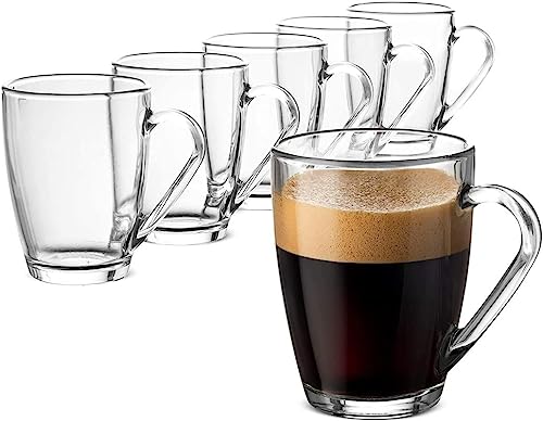 Image of ANKUL Premium Glass Coffee Mug Tea Cups Set of 6-215 ML, Transparent, Glass Cups Set for Coffee, Green Tea, Herbal Tea, Lemon Tea, Milk Cup, Hot /Cold Drinks Cups (Classic, 6)