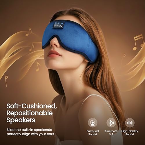 LC-dolida Sleeping Headphones Eye Mask, Sleep Mask with Bluetooth Headphones 3D Eye Mask Wireless Music Cotton Sleep Cover for Side Sleepers Nap Insomnia Air Travel Meditation Gifts for Unisex - Image 5