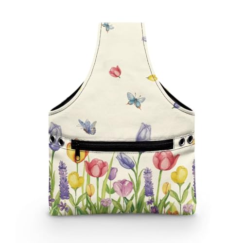 Image of KUIFORTI Floral Knitting Yarn Bag, Yarn Bags for Crocheting on The Go Crochet Organizer Storage Bag, Yarn Tote for Crochet Accessories, Knitting Needles, Fit for Women Girls at Home Travel, Small Size