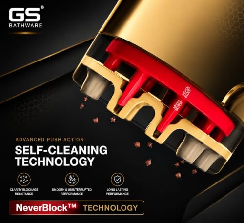 Image of Premium Plus Gold Health Faucet Complete Set with 1 Meter Matching Hose & Wall Hook | Self Cleaning Jet Spray for Toilet | NeverBlock AutoClean Nozzles | High Pressure | Gold Finish