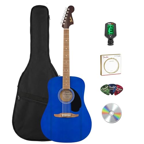 Fender FA Series Dreadnought Acoustic Guitar - Saphire Blue Bundle with Gig Bag Tuner Strings Picks and Austin Bazaar Instructional DVD
