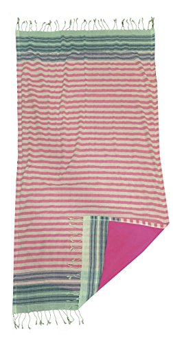 TEXTIL TARRAGO Toalla pareo 95x170 cm rallas azul y rosa KIK26/1 (rosa)