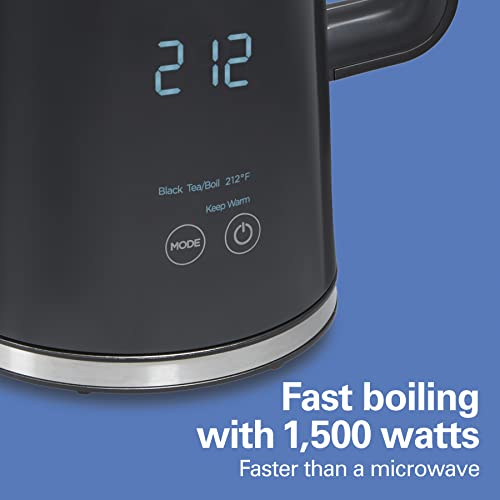 Image of Hamilton Beach Digital Temperature Control Electric Tea Kettle, Hot Water Boiler & Heater 1.7L, 5 Preset Modes + Keep Warm, Fast Boil 1500 Watts, BPA Free, Cool-Touch Exterior, Black (41033)