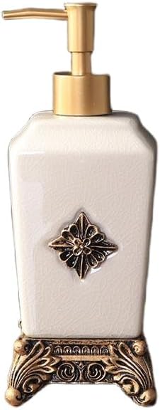 Dispensador de jabón líquido vintage, dispensador de jabón de manos de cerámica con grietas de hielo para fregadero de cocina con bomba,