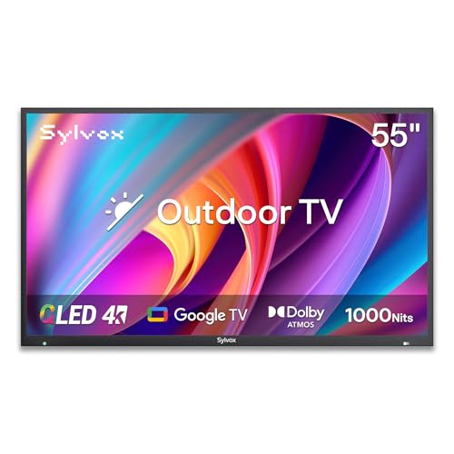 Image of SYLVOX New 55 inch Outdoor Smart QLED TV, Superior Waterproof Performance, Upgraded Matte Finish for Enhanced Anti-Glare Effect, Full Metal, Dolby Atmos, 1000nits, Partial Sun Deck Pro QLED 3.0+ Series
