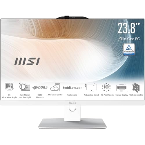 Image of msi Modern AM242TP AIO Desktop: 23.8 inch FHD, Intel Core 7-150U, 32GB Memory, 1TB M.2 NVMe SSD, Windows 11 Home: White 1M-1094US