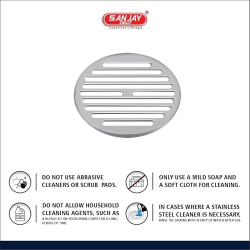 Image of Shower Drain Cover Bathroom Gratings Floor Drain Cover 5 Inch | Golden Classic Round Commercial Water Drainer Jali 304 Grade Stainless Steel Floor Drainer for Bathroom