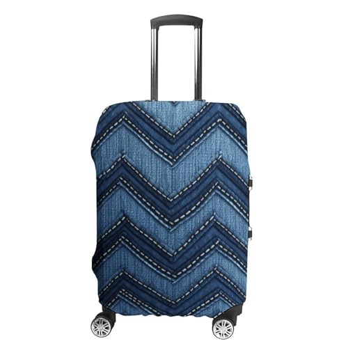 Gradient Blue Denim Suitcase Cover Washable Luggage Cover Dust-proof Luggage Protector Cover Anti-Scratch Travel Suitcase Protector Fits 18-32 Inch Luggage M