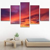 SIGNWIN 5 Panel Canvas Wall Art Colors of The Sky for Home Decorations Ready to Hang - 60