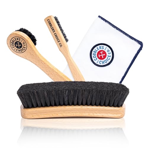 Discover the Best Brush for Leather Boots Today! 12 Cobbler’s Choice Co. Leather Care Brush Kit with Horsehair Shoe Brush, Dauber Brush, Welt Brush, Microfiber Cloth - Tan