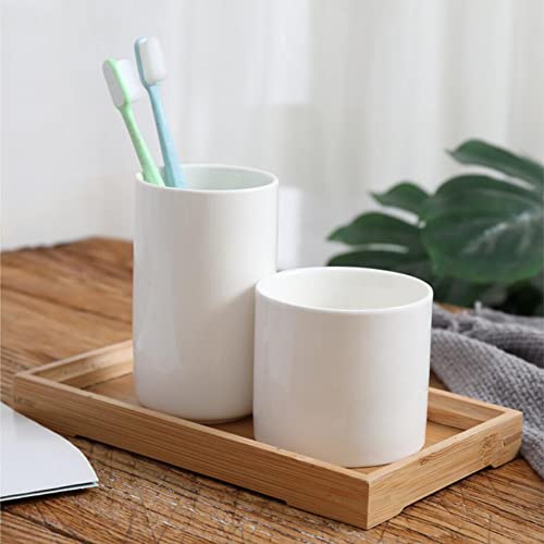 Gaolinci 2 Pcs Simple White Ceramic Mouthwash Cups, Bathroom Brushing Cup, 10 Oz #TOP4