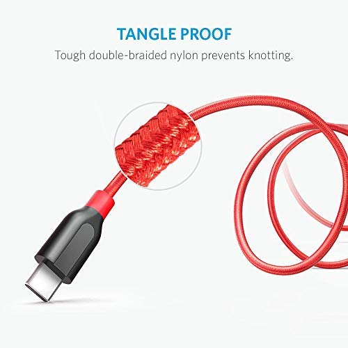 Anker Powerline+ USB-C to USB 3.0 Cable (6ft, 2-Pack), High Durability, for Samsung Galaxy Note 8, S8, S8+, S9, S10, iPad Pro 2018, MacBook, Nexus 5X, Nexus 6P, OnePlus 2 and More(Red)