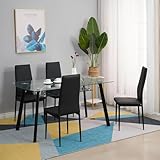 Royaloak Penang Malaysian Glass Dining Table 4 Seater | Dining Table with Bottom Shelf | 4 Seater Dining Table Glass Top | Dining Table Set with Comfortable Cushioning | Textured Steel