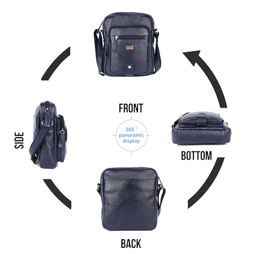 Image of Premium Genuine Leather Messenger Sling Bag for Men & Women - Multipurpose Crossbody Bag with Adjustable Strap & Multiple Pockets for Travel, Office, Work, College & Daily Use