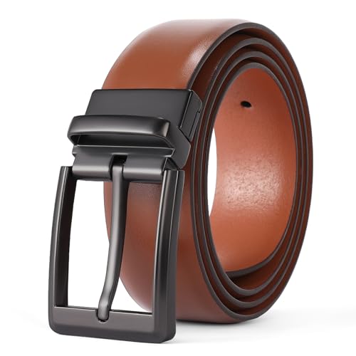 FALAN MULE Men's Leather Dress Belt - Classic & Fashion Belt with Prong Buckle for Men