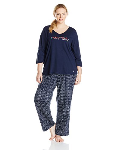 Nautica Sleepwear Women's Plus-Size Knit Cotton Pajamas