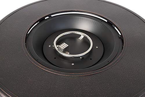 Fire Sense 62746 Armstrong Basketweave Aluminum Convertible Gas Fire Pit Table 55,000 Btu Outdoor Portable With Fire Bowl Lid, Nylon Weather Cover & Clear Fire Glass - Bronze Finish - Round - 42" #TOP6