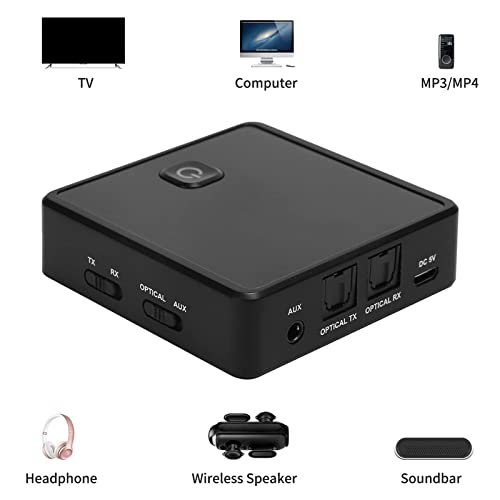 LVIFLOAE Bluetooth 5.0 Transmisor receptor inalámbrico adaptador de audio con 3,5 mm Aux para PC TV – Altavoz de coche Bluetooth -Sender Wireless Audio Adapter - imagen 2