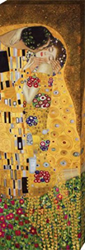 1art1 Gustav Klimt Póster Impresión En Lienzo El Beso II Cuadro En Bastidor De Camilla De Madera | Mural XXL | Imagen 90x30 cm