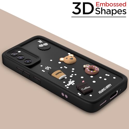 Image of Pikkme Back Cover for Samsung Galaxy S20 FE 5G | Cute Fun Cartoon 3D Bear Silicone Full Body Protection Bumper Cover (Black)
