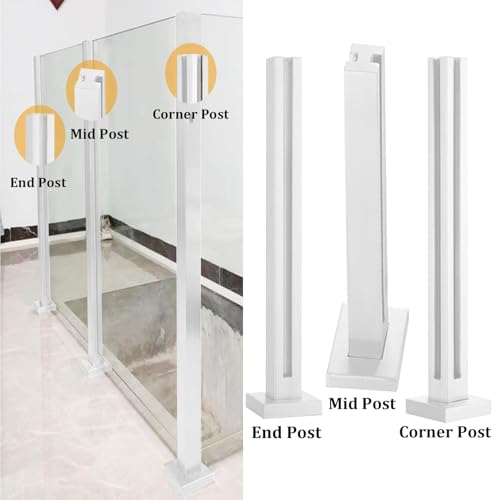 Poteau de garde-corps métallique avec serrage rainuré pour panneau de verre de balcon - 4