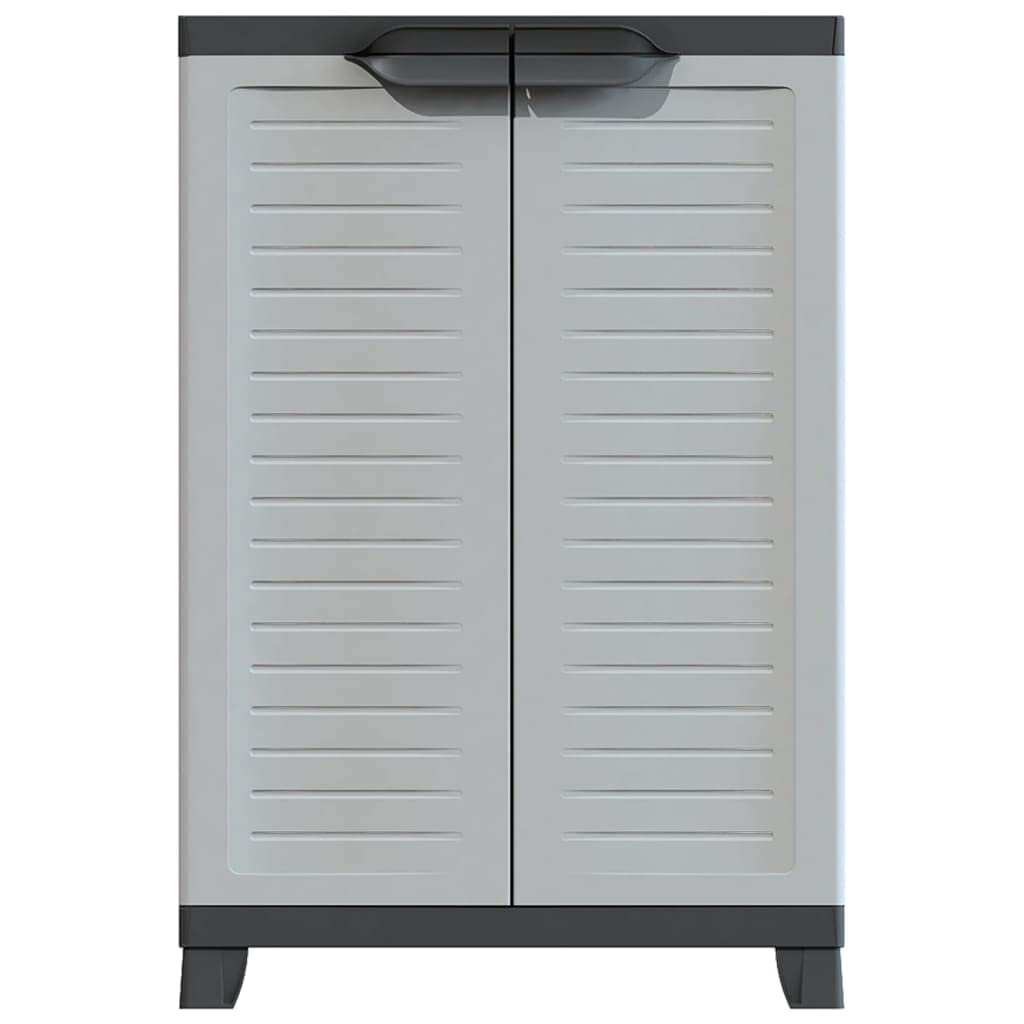 Armadio portaoggetti in plastica, 65 x 45 x 97 cm, grigio, multiuso con 2 ante e 3 ripiani, chiudibile, per ufficio, garage, cantina, officina, crea ordine