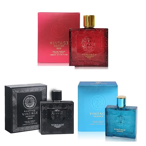 3Pack Men Colognes Vintage Heroes Series Eau De Parfume Spray with Woody Floral & Fruity Scent Perfume Gift Set Day to Night Luxury Fragrances