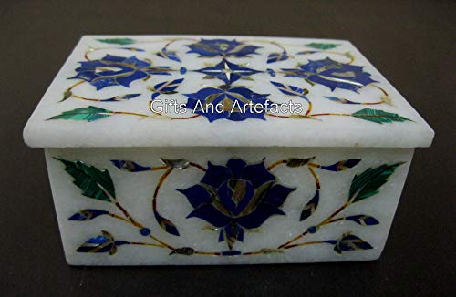 Boîte à bijoux en lapis-lazuli contre ternissement marbre blanc - 5