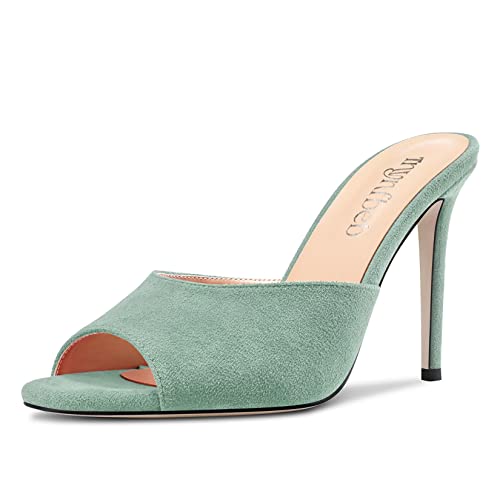 Image of TNYNFBEB Women Stiletto High Heel Peep Open Toe Sandals Slingback Slip-on Wedding Office Cute Basic Classic 3.9 Inches Heels