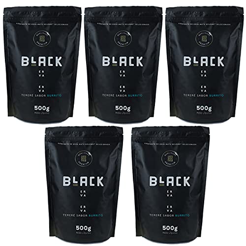 Kit 5x Erva Mate Tereré Black Erva 500g Sabor Burrito