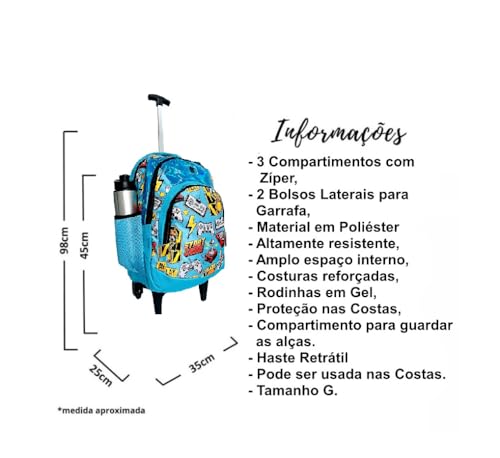 Mochila De Rodinhas Masculina Escolar Games Espaçosa (Preto)