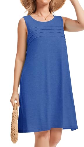 Image of CHICGAL Womens Summer Dresses Casual Loose Pleated Front Tshirt Sleeveless Tank Sundresses with Pockets 2026