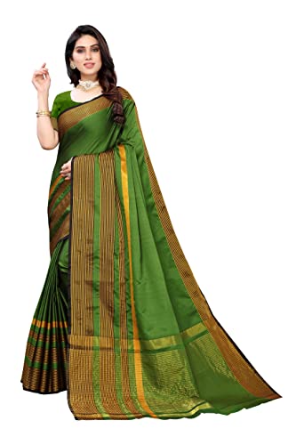Image of VJ Fashion Women Cotton Silk Saree With Blouse Piece freesize