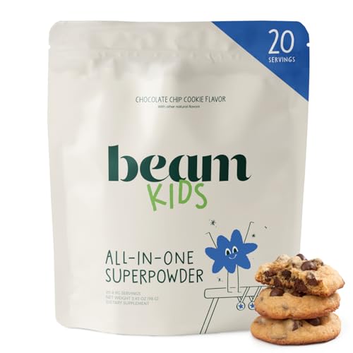 BEAM Kids Multivitamin Powder Kids Vitamins with Greens Probiotic & Prebiotic Immune Support for Children & Toddlers No Artificial Sweeteners For Picky Eaters 20 Servings Chocolate Chip Cookie