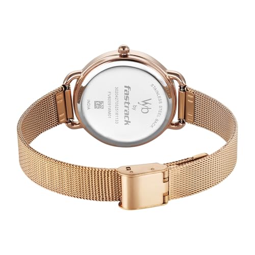 Image of Fastrack Vyb 6.0 Classique Quartz Rose Gold Round Dial Women's Watch | Stainless Steel Mesh Strap Material | Watches for Women Analog | Girl's Analog Watches - FV60091WM01