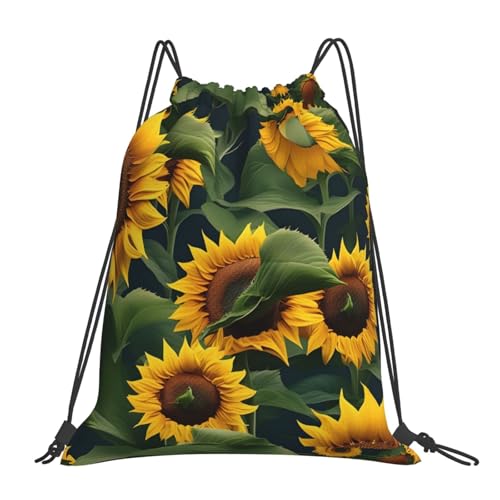 SHuWeiD Mochila con cordón y estampado de girasoles con diseño de plantas, mochila casual con cordón, bolsa deportiva y fitness, Blanco, Talla única