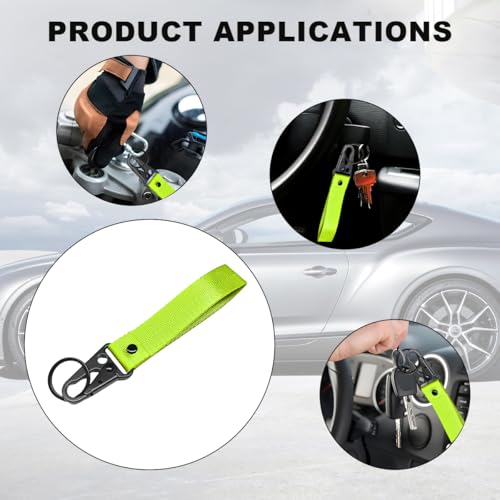Image of Wevdn Car Key Chain, Fabric Metal Practical Multifunctional Motorcycle Keychain, Anti-Lost Keychain with O-Ring for Men Women (Fluorescence Green)