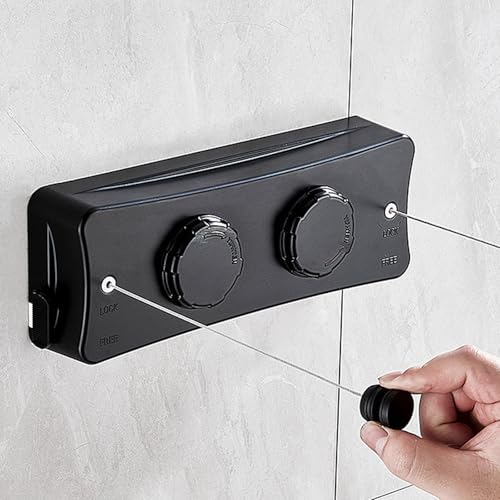 Dechoga Tendedero Extensible 5.1M, Ajustable Inoxidable Cuerda Retráctil Pared Montado Pared, Tendedero Retractil Pared Exterior, para Balcón, Interior, Jardín (Negro)