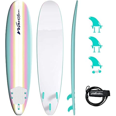 WAVESTORM Classic Soft Top Foam 8ft Surfboard Surfboard for Beginners and All Surfing Levels Complete Board Set Including Accessories Leash and Fins,Burst,8 Feet x 22.5 Inch x 3.25 Inch Cover