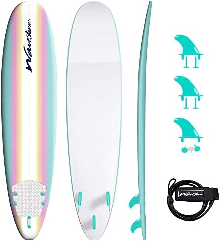 WAVESTORM Classic Soft Top Foam 8ft Surfboard Surfboard for Beginners and All Surfing Levels Complete Board Set Including Accessories Leash and Fins,Burst,8 Feet x 22.5 Inch x 3.25 Inch