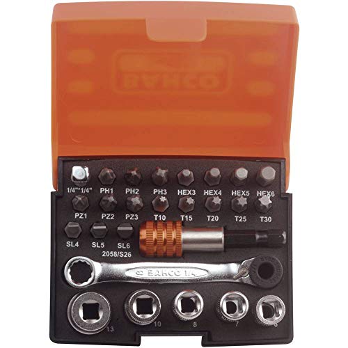 Bahco 2058/S26 Ratchet Socket Bit Set 26 Pieces