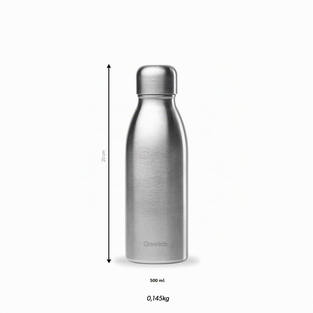 QWETCH – Bouteille One Inox Ultra Légère - Rose Pastel 500ml – Gourde Simple Paroi – Etanche, Sans BPA & Réutilisable – Gourde inox du quotidien, non isotherme