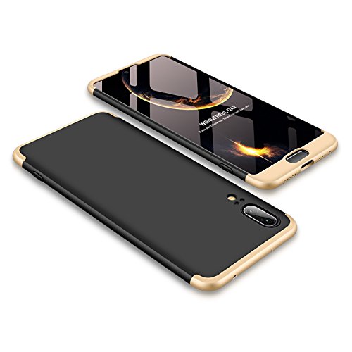 Ypanda Case for Huawei nova 3i / P20 / P20 Pro / P30 Lite / P30 Pro/Mate 10 pro / Y9 (2018) Case 3 in 1 Design - 360 Degree Full Body Protection - Ultra Slim Hard Case (P20,Gold-Black)
