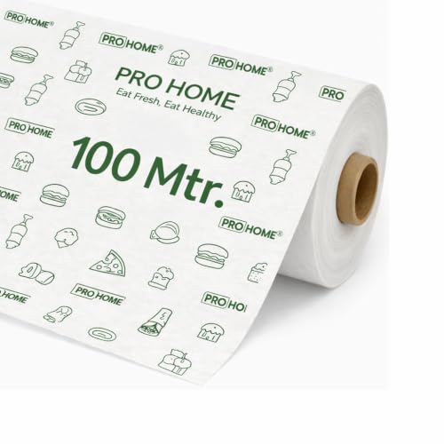 Image of PROHOME 100 Meter Food Wrapping Paper for Roti | Reusable Butter Paper Roll for Kitchen, Baking, Cooking, Packing & Serving | Non-Stick Foil Paper for Food Wrap