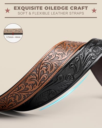Image of BELTROAD Western Leather Belt Strap for Men Women Cowboy Cowgirl Leather Mens Belts for Jeans Birthday Christmas Belt Gifts