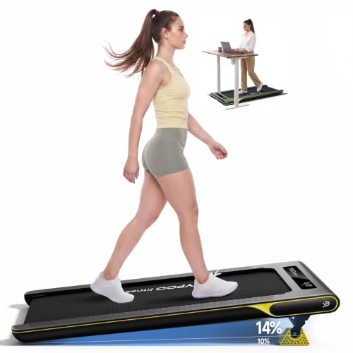Image of YPOO Walking Pad with Incline, Slim Under Desk Treadmill for Home & Office